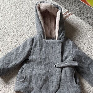 Zara Gray Kids Pea Coat with Cream Lining